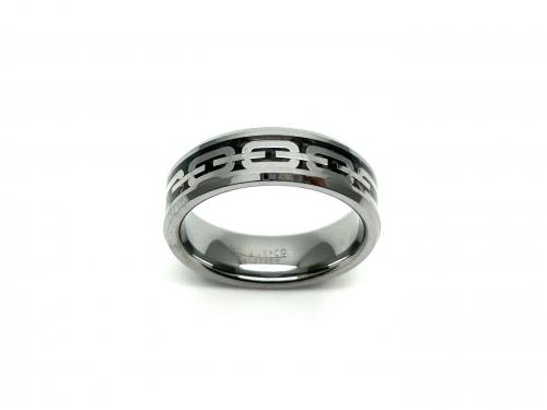 Tungsten Carbide Black Carbon Fibre Link Ring