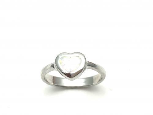 Silver Created Opal Heart Ring