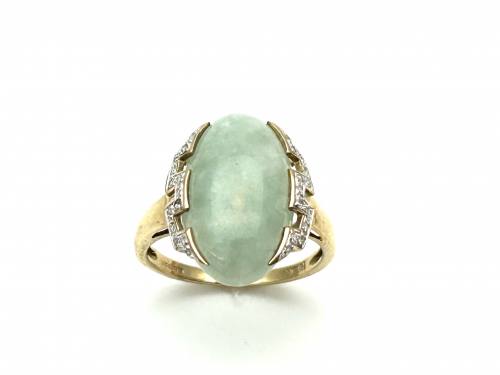 9ct Jade and Diamond Ring