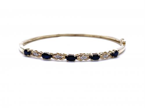 9ct Sapphire & Diamond Hinged Bangle