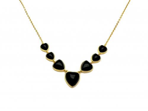 Gold Plated Silver Onyx Necklet