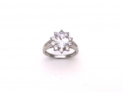 Silver White CZ Cluster Ring
