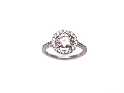 Silver CZ Halo Cluster Ring