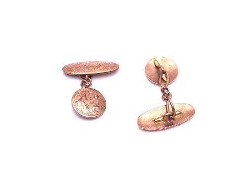 9ct Rose Gold Patterned Cufflinks
