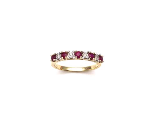 9ct Yellow Gold Ruby & Diamond Eternity Ring