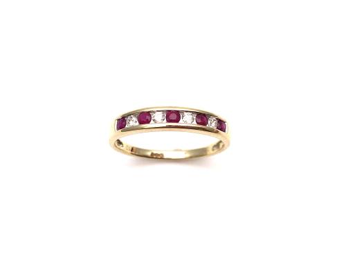 9ct Yellow Gold Ruby & Diamond Eternity Ring