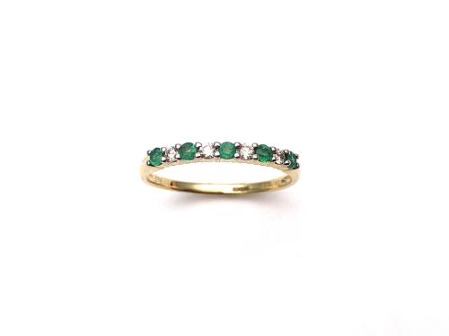 9ct Yellow Gold Emerald & Diamond Eternity Ring