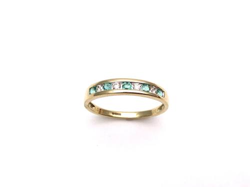 9ct Yellow Gold Emerald & Diamond Eternity Ring
