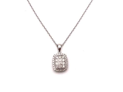 9ct Diamond Cluster Pendant & Chain 0.50ct