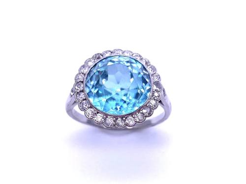Zircon & Diamond Halo Ring
