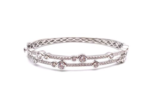 Silver CZ Bubble Design Bangle