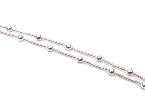 Silver Snake & Ball Design Bracelet 7 Inch