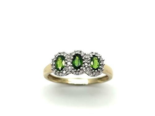 9ct Yellow Gold Diopside & Diamond Ring