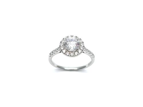 Silver Round CZ Halo Cluster Ring