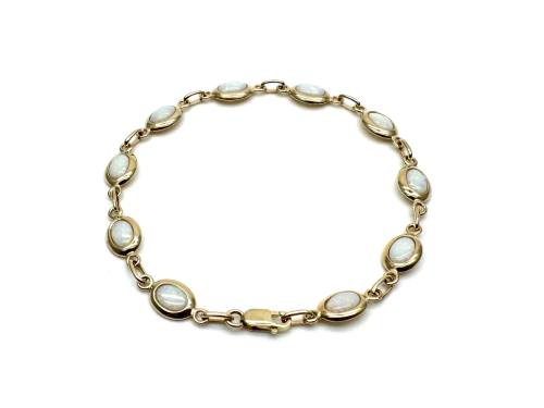 9ct Yellow Gold Opal Bracelet 7 1/4 Inch