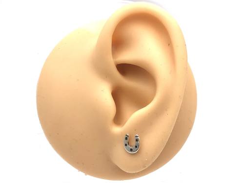 Silver Horseshoe Stud Earrings