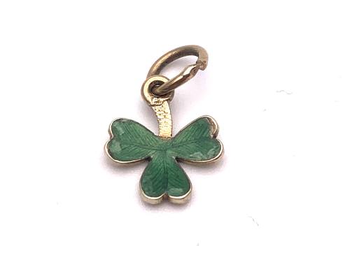9ct  Gold Enamaled 3 Leaf Clover Charm