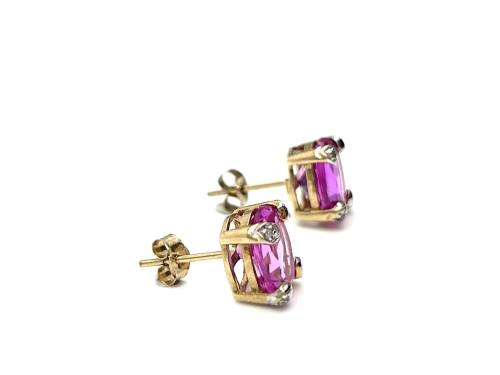 9ct Gold Synthetic Sapphire Earrings