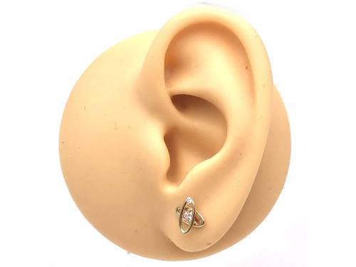 9ct Yellow Gold CZ Planet Stud Earrings