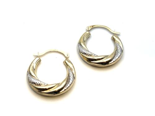 9ct 2 Colour Gold Hoop Earrings