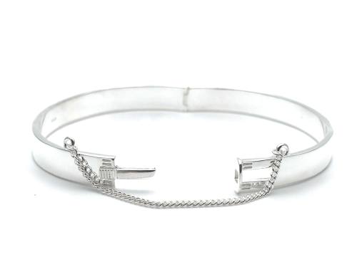 Silver Plain Hinged Bangle