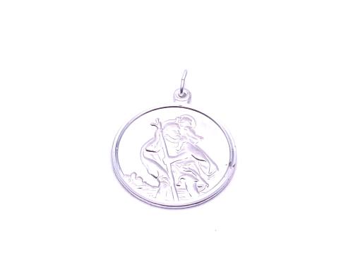 Silver Double Sided St Christopher Pendant