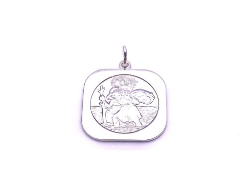Silver square  St Christopher Pendant 14mm