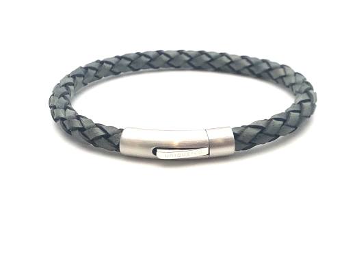 Green Leather Plaited Bracelet Magnetic Clasp