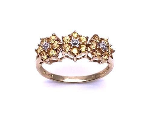 9ct Yellow Gold Citrine & Diamond Ring