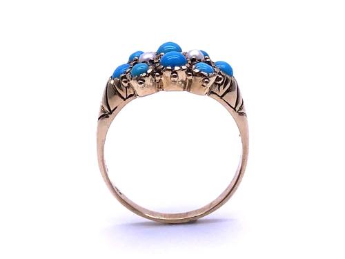 9ct Cultured Pearl & Turquoise Ring