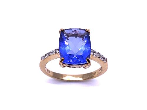 9ct Yellow Gold Fluorite & Diamond Ring