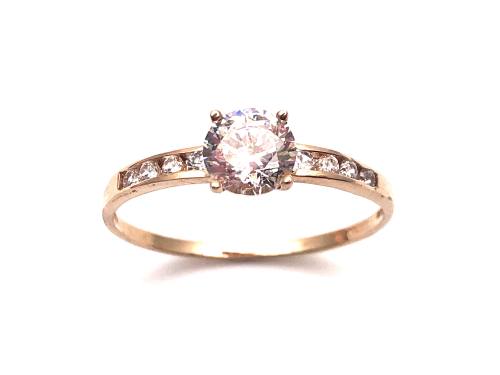 14ct Yellow Gold CZ Solitaire Ring