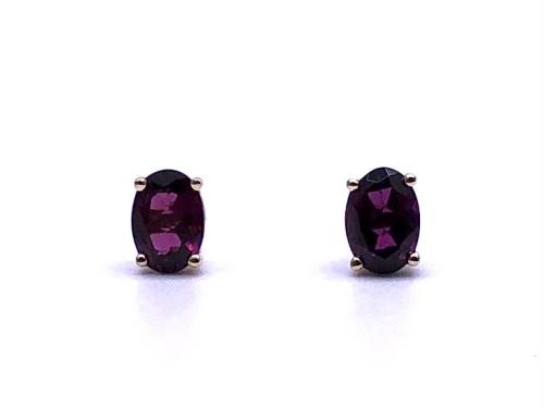 9ct Yellow Gold Rhodolite Garnet Stud Earrings
