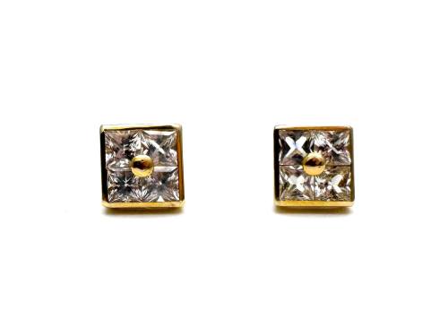 14ct Yellow Gold CZ Stud Earrings