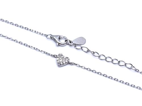 Silver CZ Heart Ankle Chain