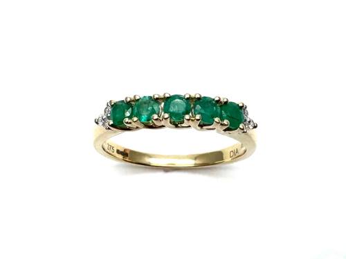 9ct Yellow Gold Emerald & Diamond Eternity Ring