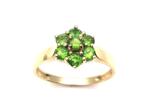 9ct Green Garnet Flower Cluster Ring