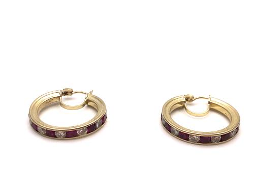 9ct CZ Hoop Earrings