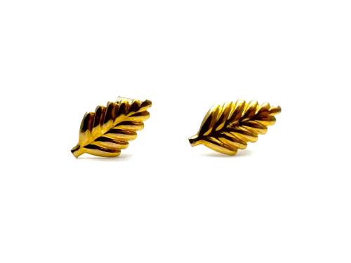 9ct Yellow Gold Leaf Stud Earrings