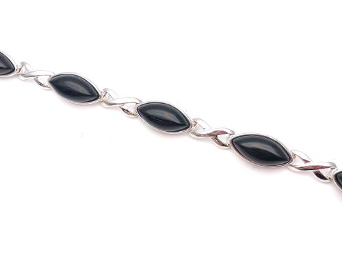 Silver Marquise Jet Bracelet