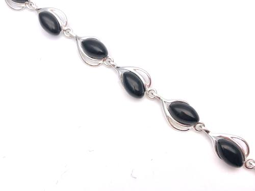 Silver Fancy Jet Bracelet