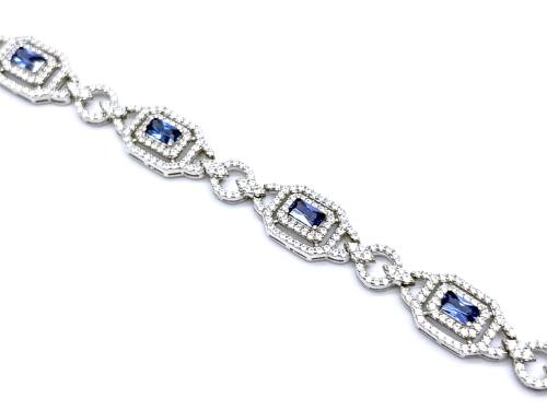 Silver Purple & White CZ Fancy Bracelet 8 Inch