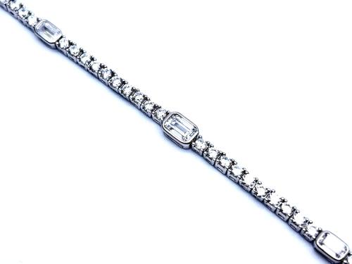 Silver CZ Fancy Tennis Bracelet