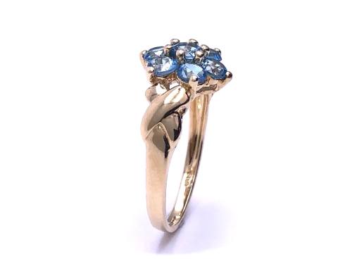 9ct Yellow Gold Blue Topaz Cluster Ring