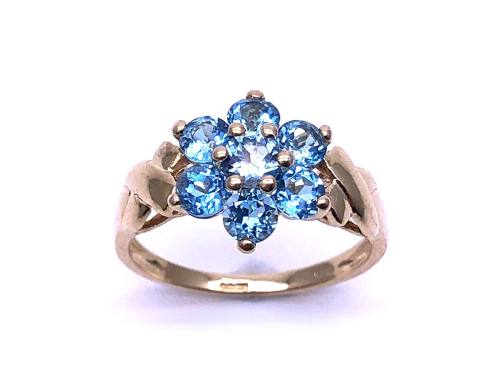 9ct Yellow Gold Blue Topaz Cluster Ring