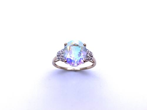 9ct Mystic Topaz & Diamond Ring