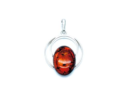 Silver Amber Fancy Pendant