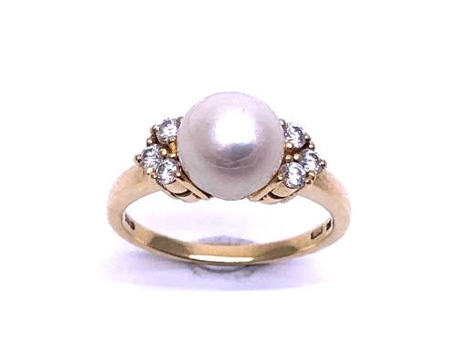 18ct Yellow Gold Pearl & Diamond Ring