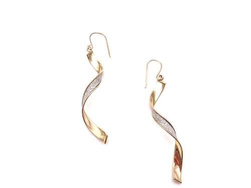 9ct Yellow Gold Glitter Twist Earrings