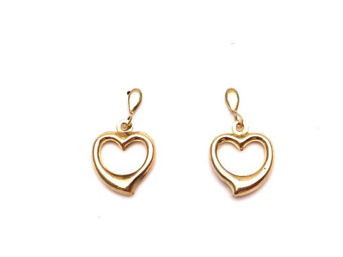 9ct Yellow Gold Heart Drop Earrings